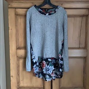 Navy striped with floral detail top